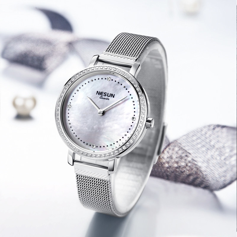 Luxury Watch Japan Brand - Szwajcarskie zegarki damskie NESUN, japoński mechanizm