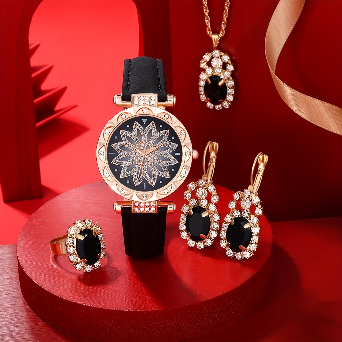 Luxury Watch Gift For Her - Luksusowy zegarek kwarcowy z cyrkoniami, błyszczący
