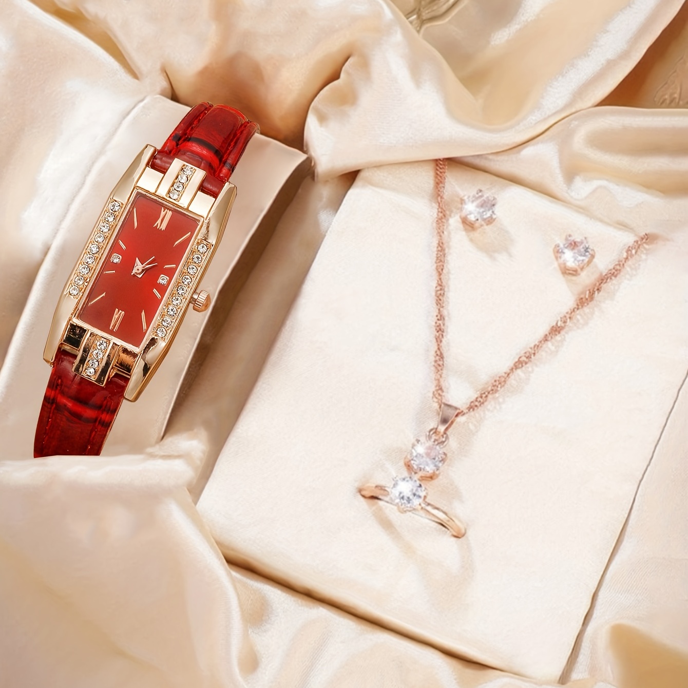 Luxury Watch Gift For Her - Luksusowy zegarek kwarcowy z cyrkoniami, barokowy,