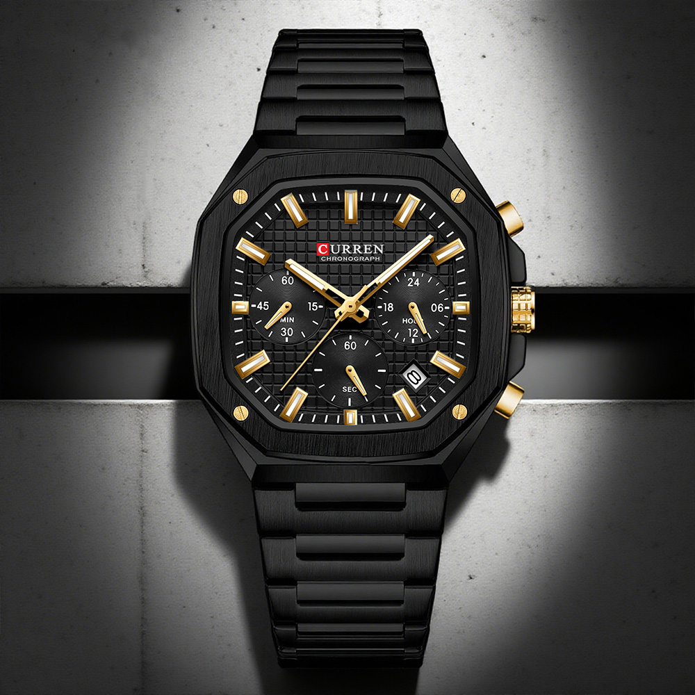Luxury Watch Design - CURREN Luksusowy kwadratowy zegarek chronograf dla