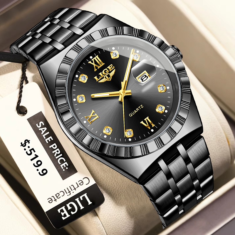 Luxury Watch Hand - Oryginalny zegarek męski LIGE, kwarcowy, modny,