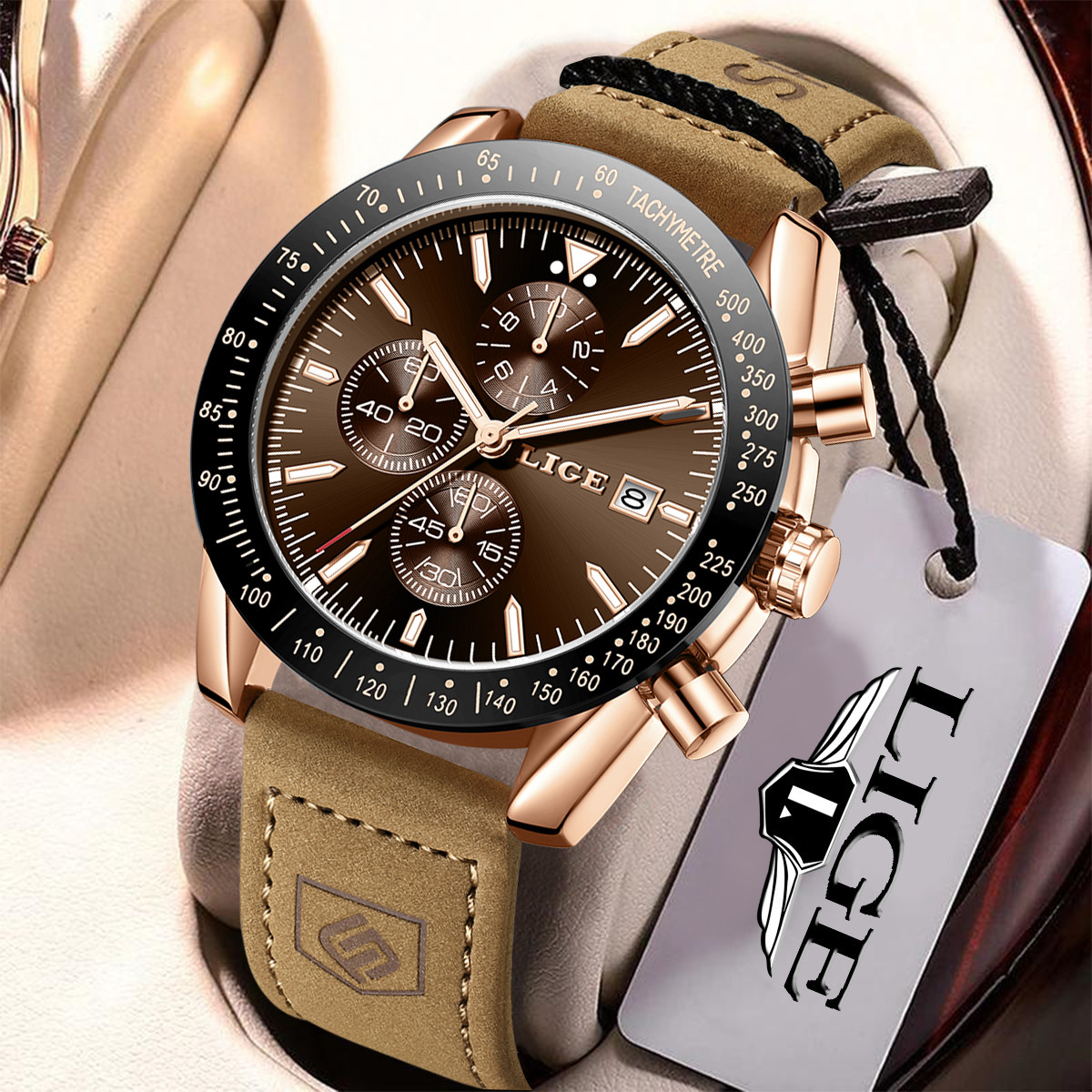Luxury Watch Hand - Zegarki męskie LIGE skórzane modne biznesowe