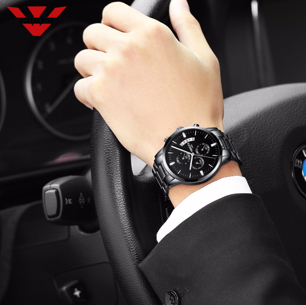 NIBOSI czarny zegarek kwarcowy – Luxury Watch Magazine recenzja i cena
