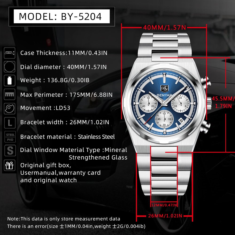 BENYAR 40MM Męski Wielofunkcyj – Luxury Watch Second Hand recenzja i cena
