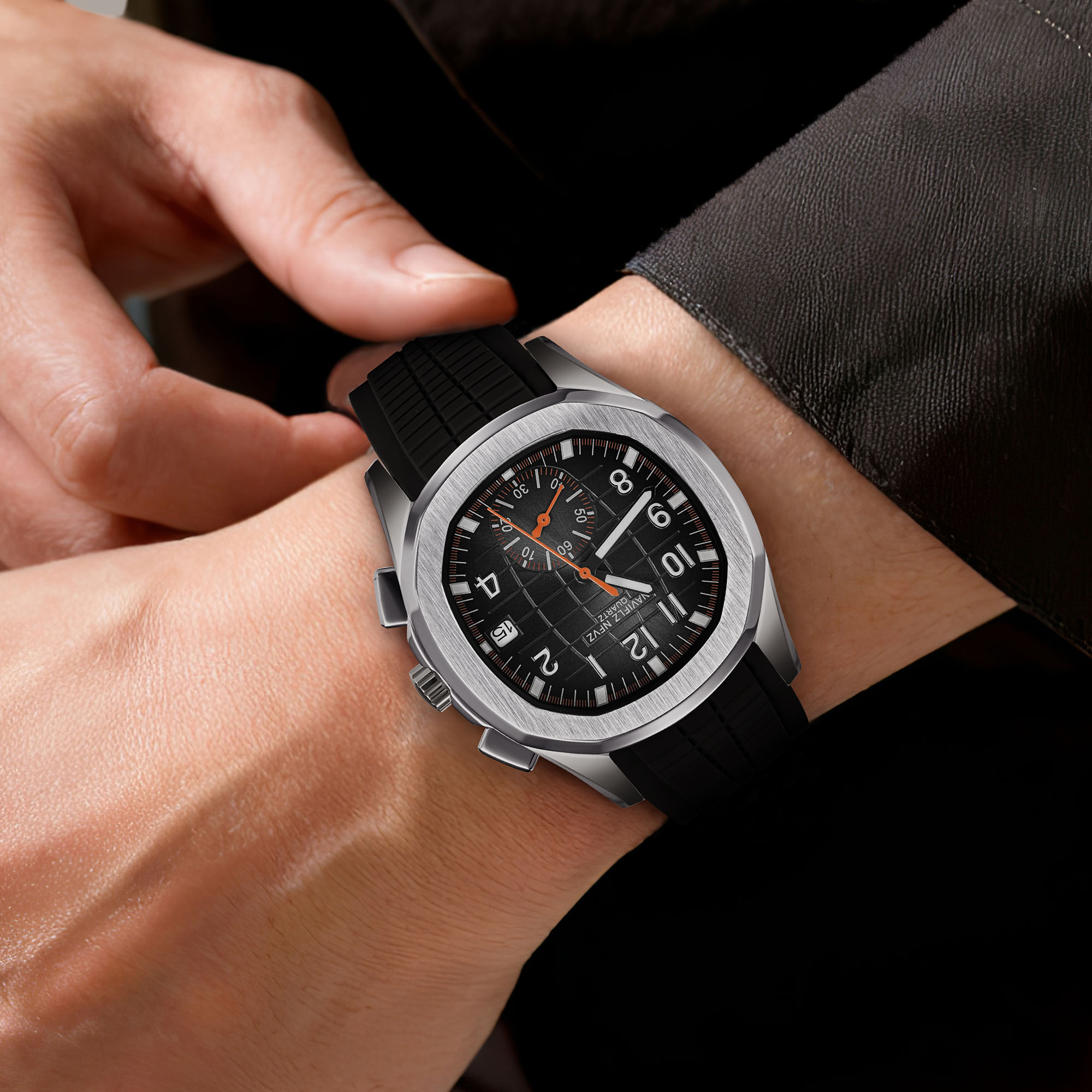 Luksusowy zegarek męski 40 mm  – Luxury Watch With Rubber Strap recenzja i cena